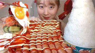 ASMR Sausage Fried Egg【咀嚼音/大食い/Mukbang/Eating Sounds】