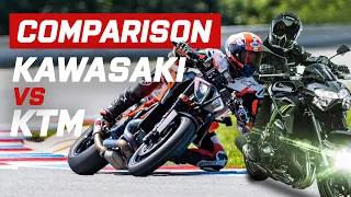 Kawasaki vs KTM | Kawasaki Z900 vs KTM 890 Duke R  | Visordown.com