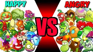 All Plants HAPPY vs SAD-ANGRY - Who Will Win? - PvZ 2 Team Plant vs Team Plant