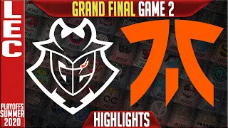 G2 vs FNC Highlights Game 2 | LEC GRAND FINAL Playoffs Summer 2020 | G2 vs FNC G2