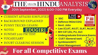 The Hindu Analysis 20th September 2022 For beginners/Editorial/Vocab CDS/CUET/CLAT/NDA/LLB/SET/SSC