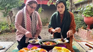 cooking Beef Shami Kabab in village of iran & salad| iranian nomadic village lifestyle