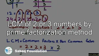 LCM of 2 or 3 numbers by prime factorization method, Math Lecture | Sabaq.pk |