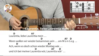 Laurentia, liebe Laurentia mein - Bewegungslied, Akkorde & Text für Gitarre zum Mitspielen