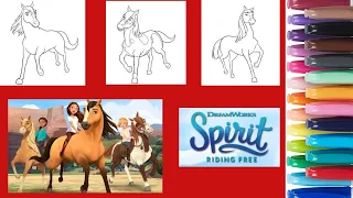 Spirit Riding Free Coloring Book | Colored Pencils Markers | Colouring