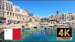 【4K Walk in Malta】Walking beautiful seaside of Malta, Sliema area マルタの海岸散歩