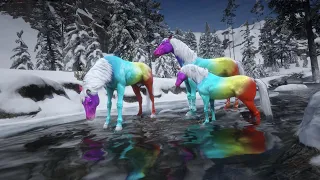 RDR 2 World's beautiful rainbow horse family caught