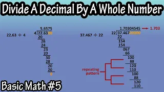 How To Divide A Decimal Number By A Whole Number With And Without Remainders