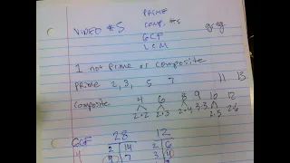 EOY whole 6th grade VIDEO #5 of 16 MATH prime composite  greatest common factor least comon multiple