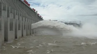 Three Gorges Dam discharges water