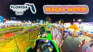 [4K] Wacky Worm - Kids Roller Coaster | On-ride POV | Florida State Fair 2024