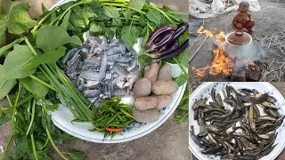 Tasty Fish & Vegetables Mixed Curry Cooking / Prepared By Kids & Women / Delicious Village Food