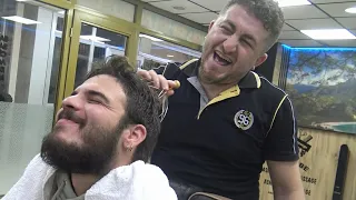 ASMR TURKISH BARBER MASSAGE=NECK CRACK=head,back,neck,face,ear,arm,sleep,energy,foot massage therapy