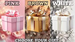 Choose Your Gift! 🎁🤩💝🤮 || 3 Gift Box Challenge | Pink, Brown or White #giftboxchallange #edition