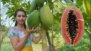 Papaya salad with pork crispy cook recipe in my countryside - Polin lifestyle