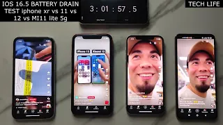 iOS 16.5 Battery Life Drain test iPhone XR vs iPhone 11 vs iPhone 12 vs Mi 11 Lite 5G