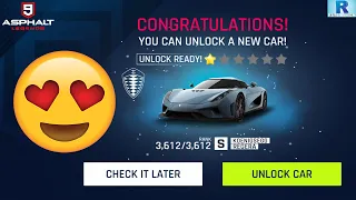 ASPHALT 9 UNLOCKING KORNIGSEGG REGERA FOR FREE | ASPHALT 9 FREE CARS UNLOCKED | ASPHALT 9.