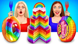 Rainbow Desserts Challenge | Only One Color Cake Decoration by RATATA POWER