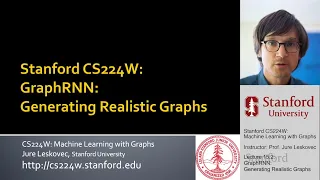 Stanford CS224W: ML with Graphs | 2021 | Lecture 15.2 - Graph RNN: Generating Realistic Graphs
