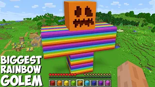 What if you SPAWN RAINBOW GOLEM OF 1000 BLOCKS in Minecraft ? INCREDIBLY HUGE RAINBOW GOLEM !