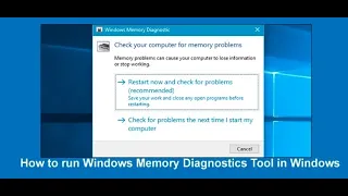 How to run Windows Memory Diagnostics Tool in Windows