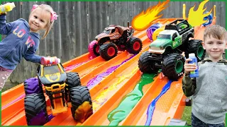 Monster Trucks Painting and Learning Colors Art For Kids