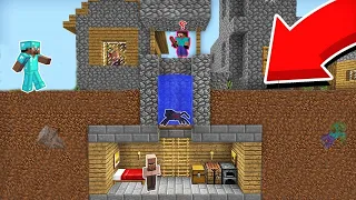 Minecraft NOOB vs PRO : NOOB FOUND SECRET BASE VILLAGER in Minecraft! Challenge 100% trolling!