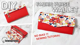 DIY FABRIC PURSE WALLET SEWING TUTORIAL | 지갑만들기 | no bias | zipper pocket | pattern [sewingtimes]