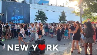 [4K]🇺🇸NYC Summer Walk: Williamsburg, Brooklyn, Coffee☕ Beer🍺& Pasta🍝, Fireworks at Skyline Drive In