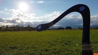 DragonFly 2 carbon fiber boomerang from James Hoy. 60fps slow motion (half speed)