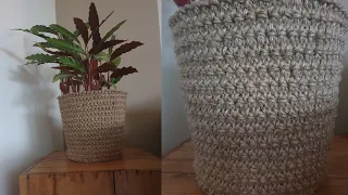 How to Crochet: JUTE PLANT BASKET