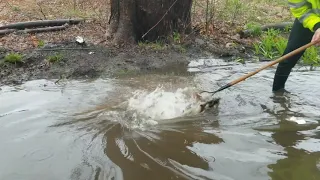 Draining Flooded Street With Major Amount Of Water Current