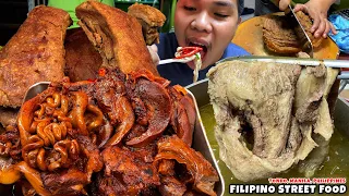 Filipino Street Food | Tumbong Soup, Lechon Kawali, Lamang Loob Asado in Tondo, Manila Philippines