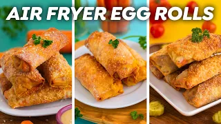 Air Fryer Egg Rolls 3 Ways – Pork, Cheeseburger & Buffalo!