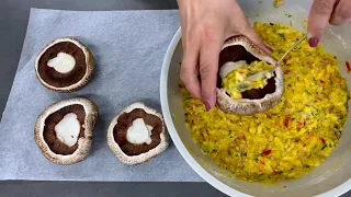 Cheesy Stuffed Portobello Mushrooms with Bacon and Veg