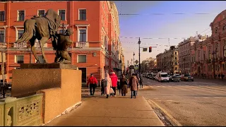 Walking Tour in St Petersburg №259 Frost and sun on Nevsky Prospekt