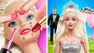 BARBIE & KEN WEDDING EXTREME MAKEOVER 👸💕 New Beauty Hacks for Dolls by 123 GO!