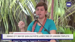 Davao City Mayor Sara Duterte loses 2 of unborn triplets