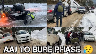 Car sliding on black ice | Tourist stuck in heavy traffic jam due to heavy snowfall | February 2022