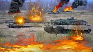Today | Fierce battle | Russian T-90sm destroyed 120 Ukrainian Leopard 2A6s