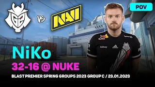 G2 NiKo (32-16) vs NAVI (NUKE) @ BLAST Premier Spring Groups 2023  / Jan 23, 2023 / CSGO DEMO POV 🔥