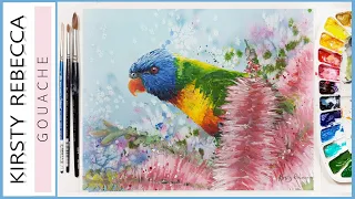 Step by step GOUACHE tutorial! // How to paint an expressive bird