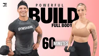 1 Hour FULL BODY WORKOUT + WEIGHTS | Intense Pump Session | DB Strength + Muscle Building