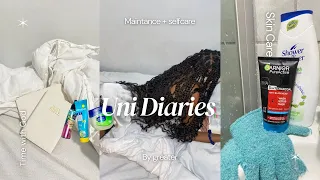 Uni Diaries: 🩷maintenance + SelfCare Vlog(Hair, Gym, bible study+ shower+skincare routine)