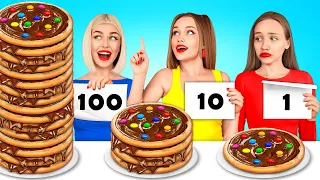 Tantangan 100 Lapis Makanan | 1 VS 100 Lapis Coklat Besar Raksasa vs Kecil oleh X-Challenge