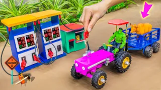 Diy making pertrol pump fuel supply for cow transport truck | tractor stuck in the mud | @FarmModel