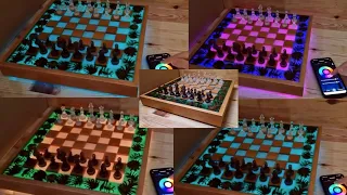 The best project 💫💫 floating chess ♟️ of Oak and epoxy resin with LED@Creativezone-lo3dx