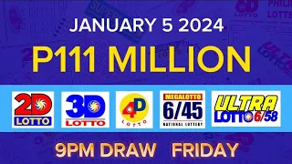 9PM LOTTO RESULTS TODAY JANUARY 5 2024  ( Complete Details)