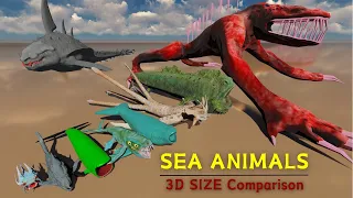 Sea Monsters Size Comparison 3D 2024" Bloop Vs El Gran Maja 🐊🐉🐲🦖🦐🐙