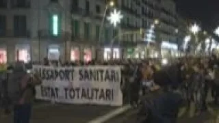 Protest in Barcelona against COVID passports